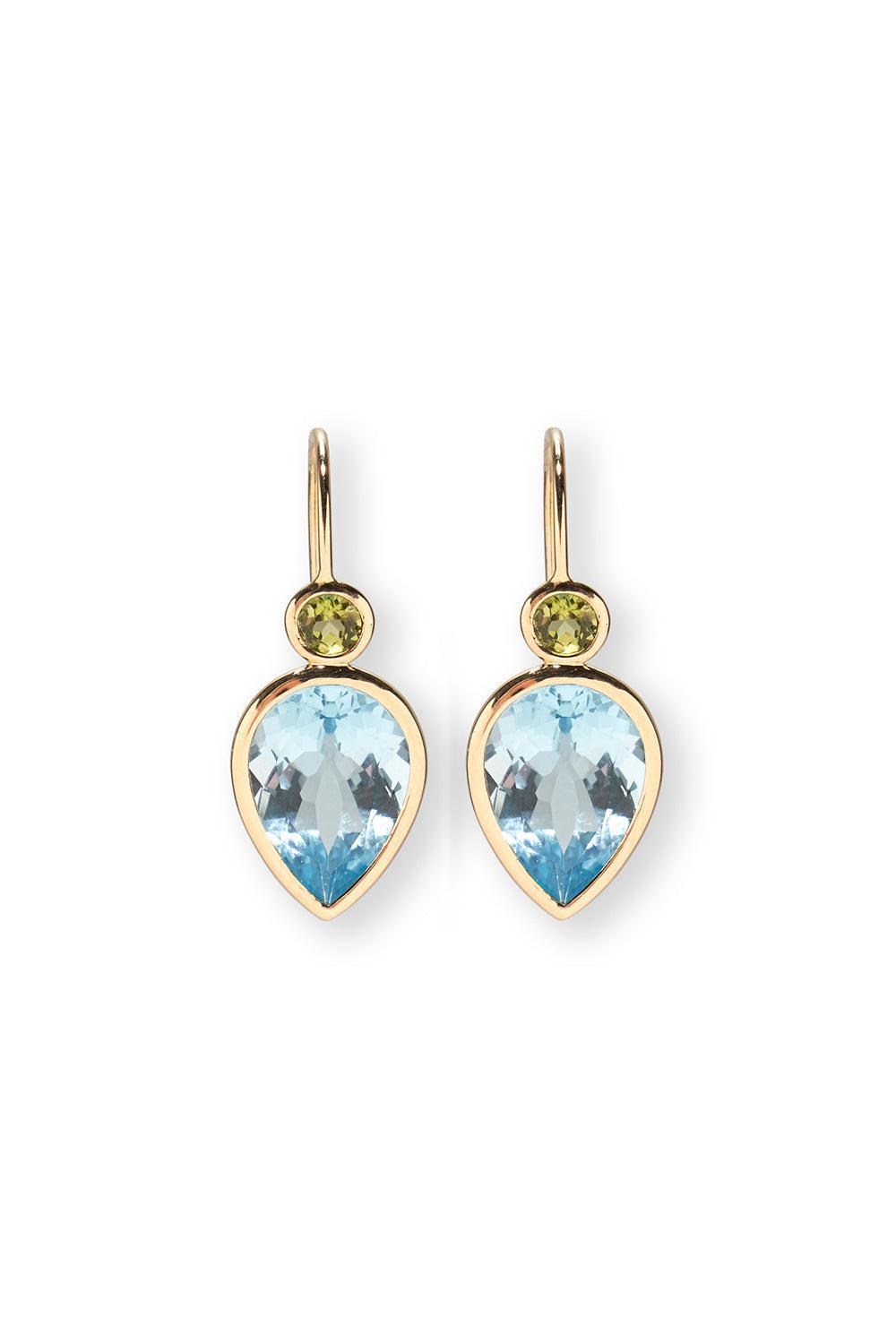 LIZZIE FORTUNATO FINE-Blue Topaz Hera Earrings-YELLOW GOLD