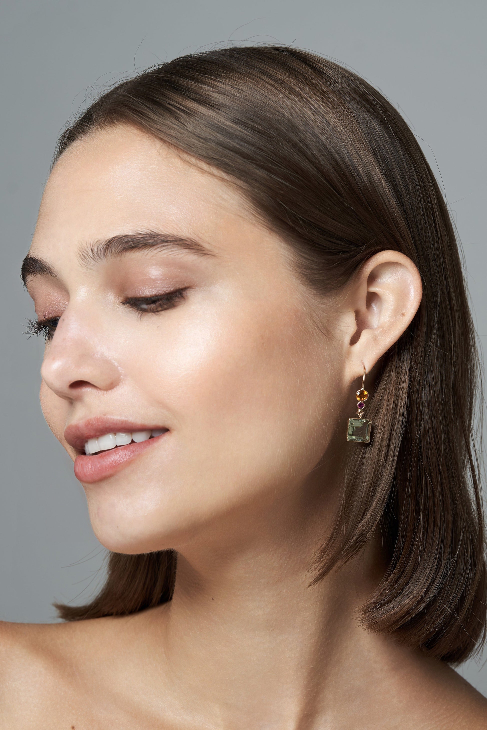 LIZZIE FORTUNATO FINE-Green Amethyst Lady Earrings-YELLOW GOLD