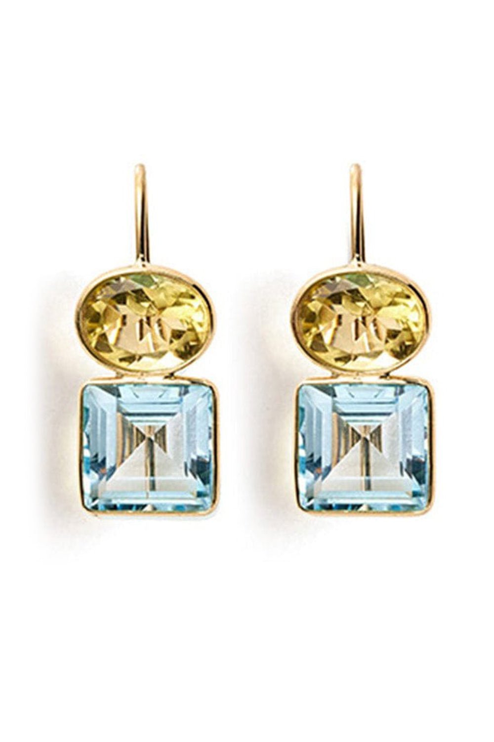 LIZZIE FORTUNATO FINE-Lemon Quartz and Sky Topaz Duo Earrings-YELLOW GOLD