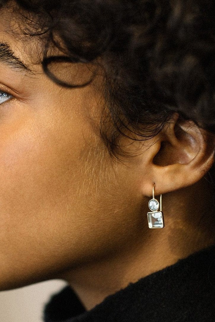LIZZIE FORTUNATO FINE-Sky Blue Topaz and Green Amethyst Pastille Earrings-YELLOW GOLD