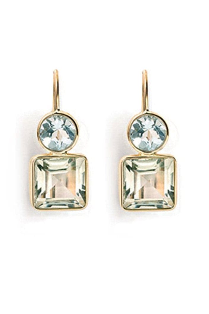 LIZZIE FORTUNATO FINE-Sky Blue Topaz and Green Amethyst Pastille Earrings-YELLOW GOLD
