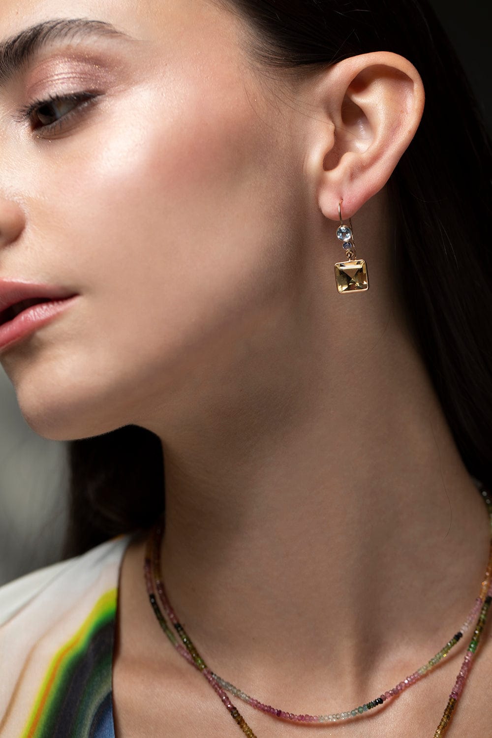 LIZZIE FORTUNATO FINE-Sky Blue Topaz Lady Earrings-YELLOW GOLD