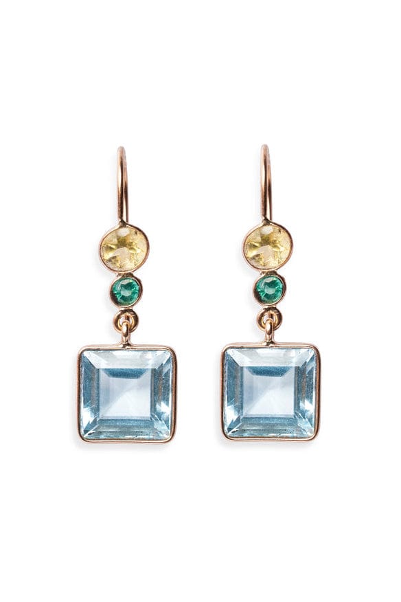 LIZZIE FORTUNATO FINE-Sky Blue Topaz Lady Earrings-YELLOW GOLD
