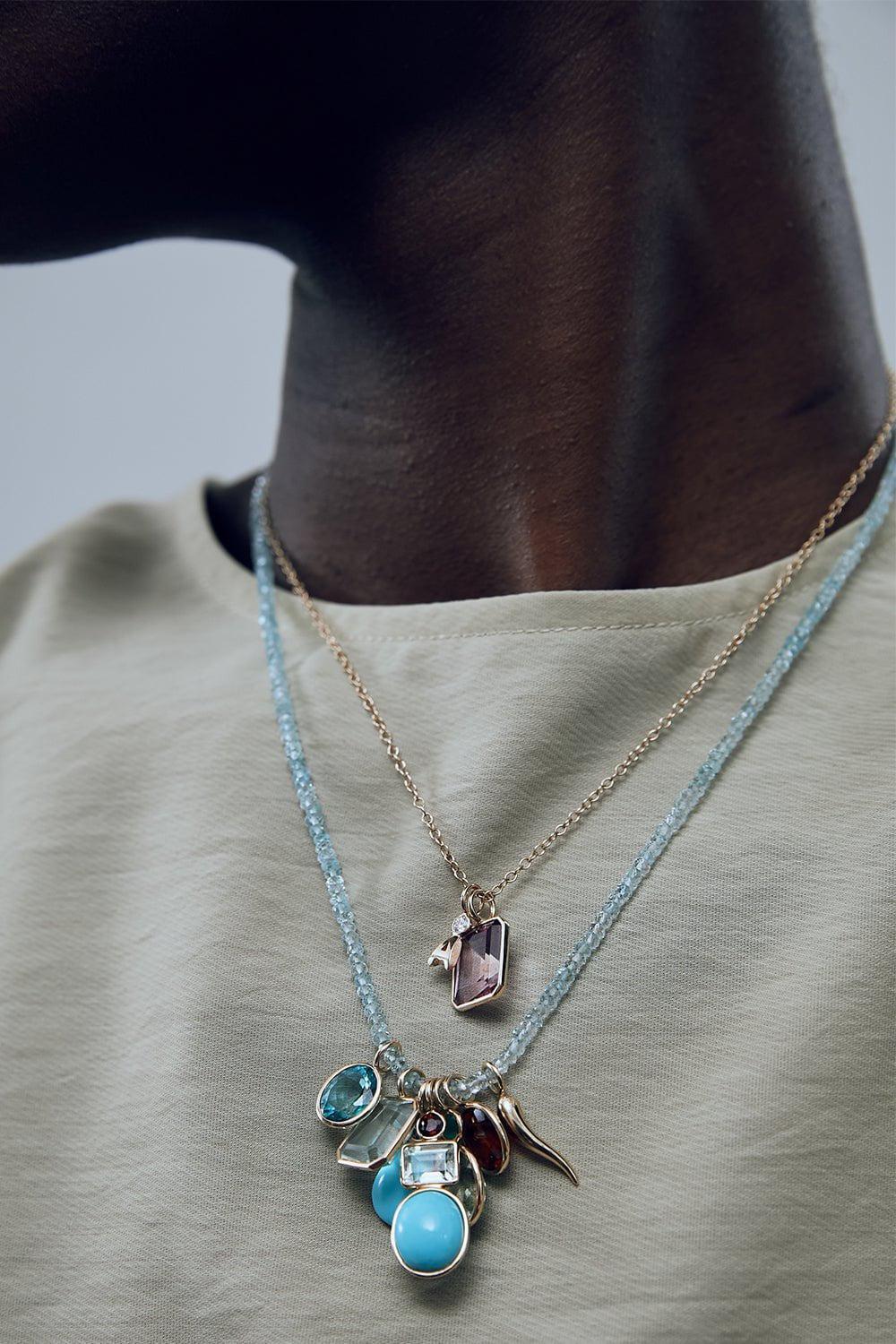 LIZZIE FORTUNATO FINE-Aquamarine Tiny Bead Necklace-