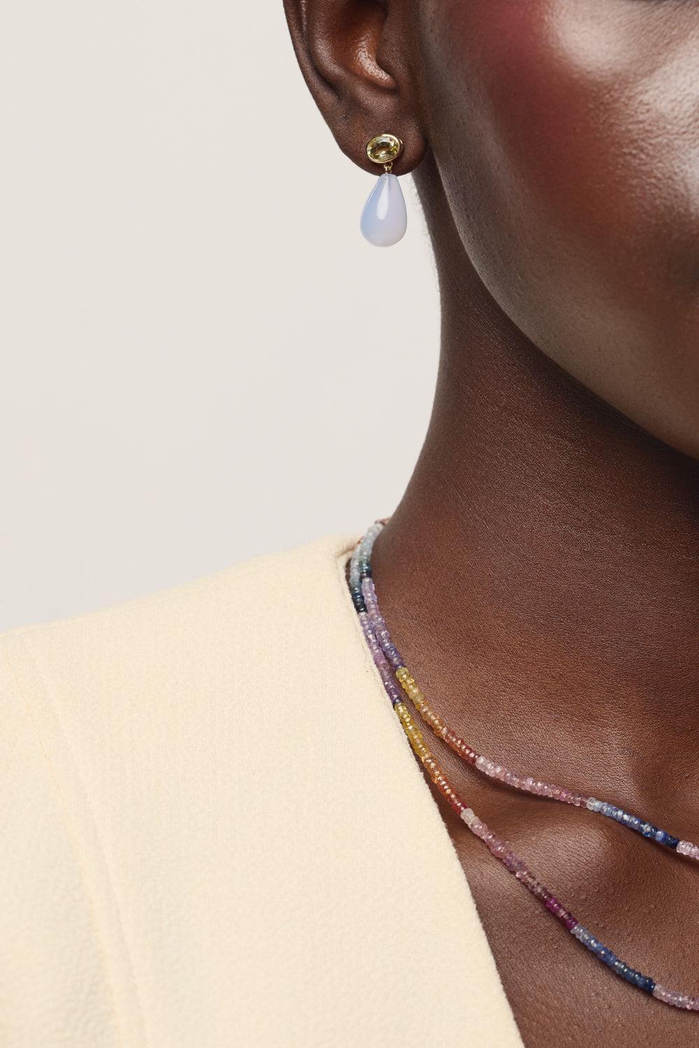 Shaded Pastel Sapphire Tiny Beaded Necklace-YELLOW GOLD-16-JEWELRYFINE JEWELNECKLACE O-LIZZIE FORTUNATO FINE