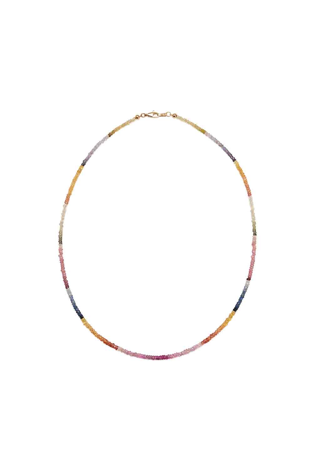 Shaded Pastel Sapphire Tiny Beaded Necklace-YELLOW GOLD-16-JEWELRYFINE JEWELNECKLACE O-LIZZIE FORTUNATO FINE