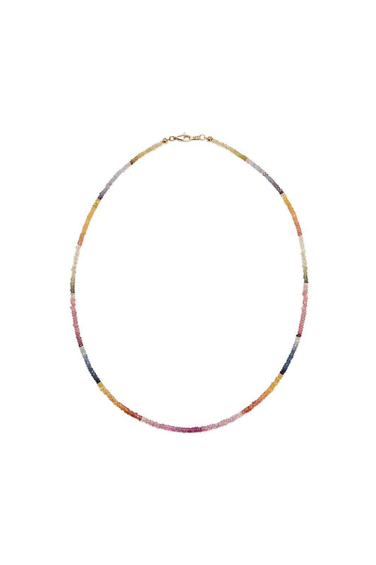 Shaded Pastel Sapphire Tiny Beaded Necklace-YELLOW GOLD-16-JEWELRYFINE JEWELNECKLACE O-LIZZIE FORTUNATO FINE