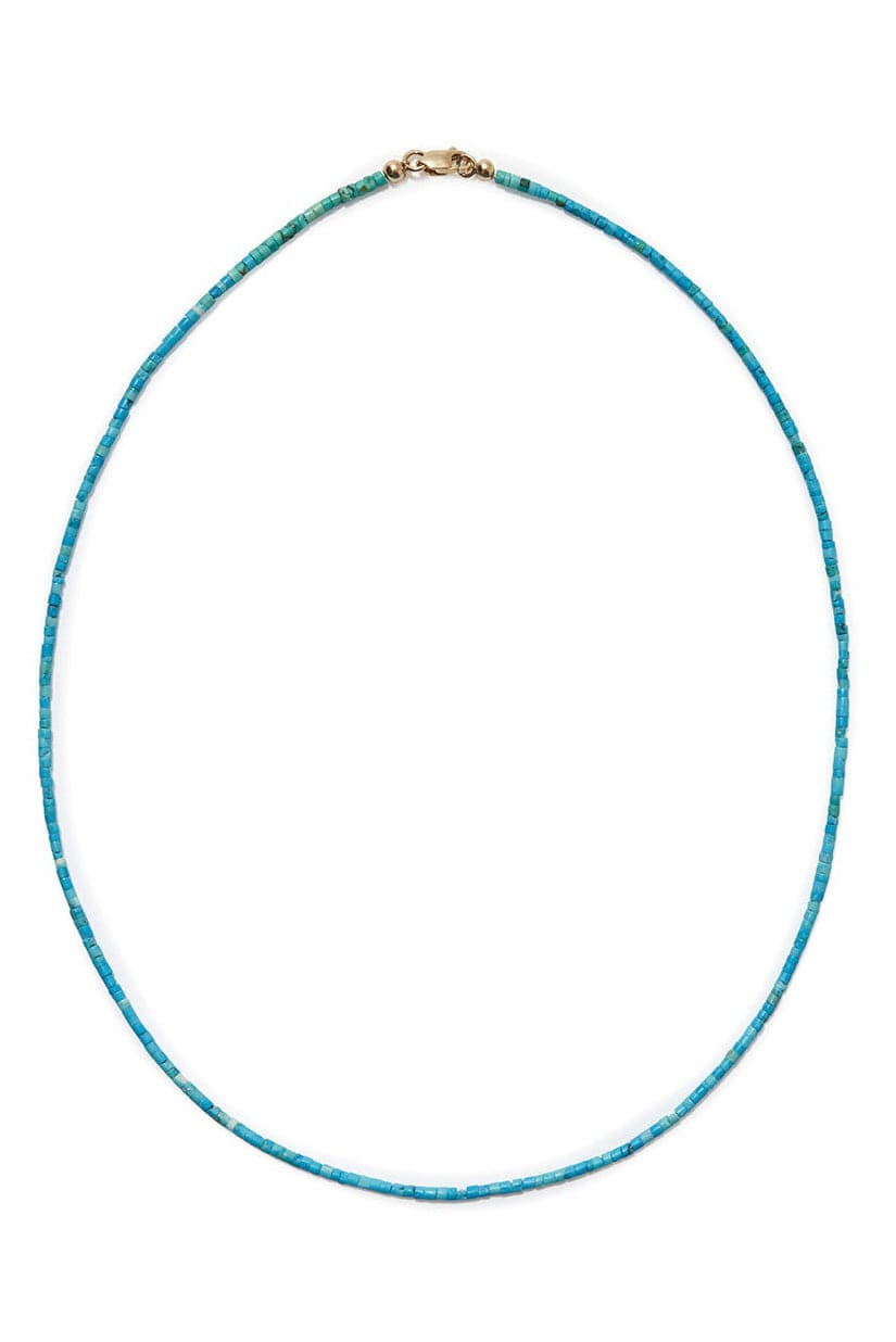 LIZZIE FORTUNATO FINE-Tiny Turquoise Bead Necklace - 18"-YELLOW GOLD