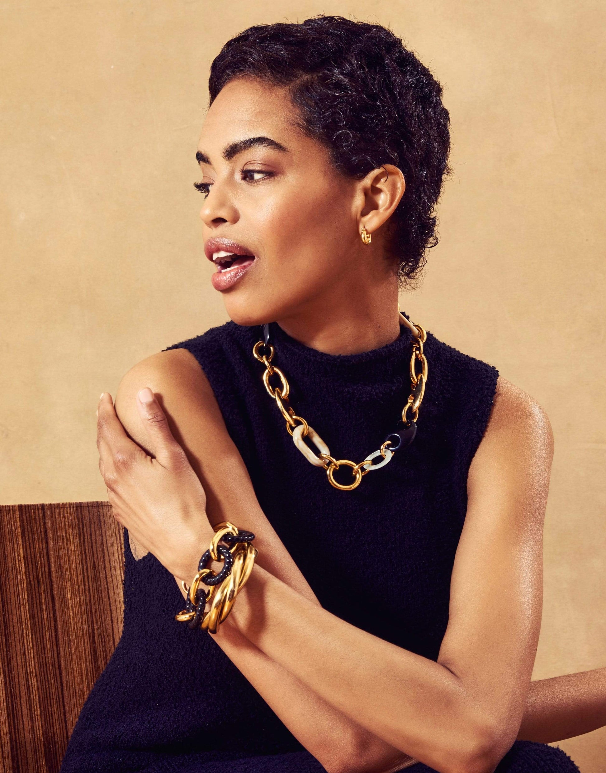 LIZZIE FORTUNATO-Black Mirrored Sea Bracelet-BLACK