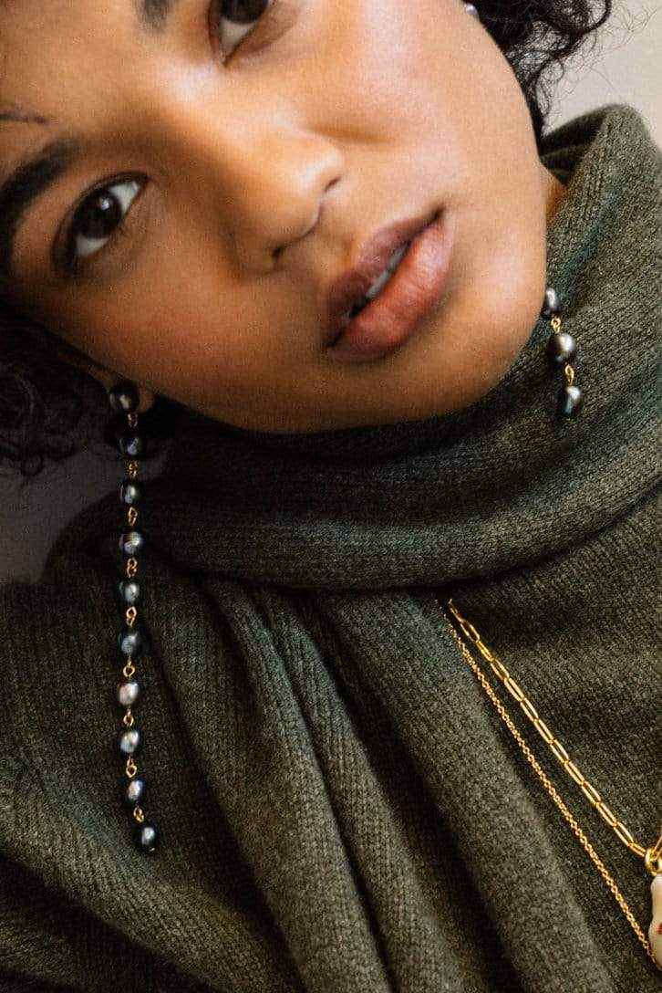 LIZZIE FORTUNATO-Long Cairo Earrings-BLACK