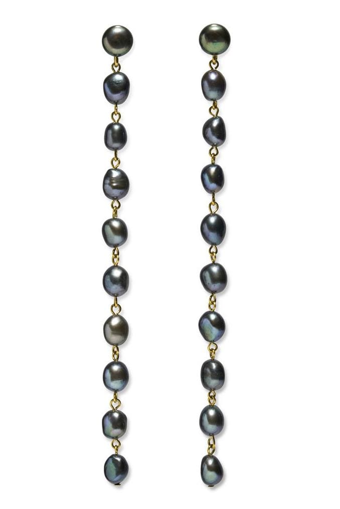 LIZZIE FORTUNATO-Long Cairo Earrings-BLACK