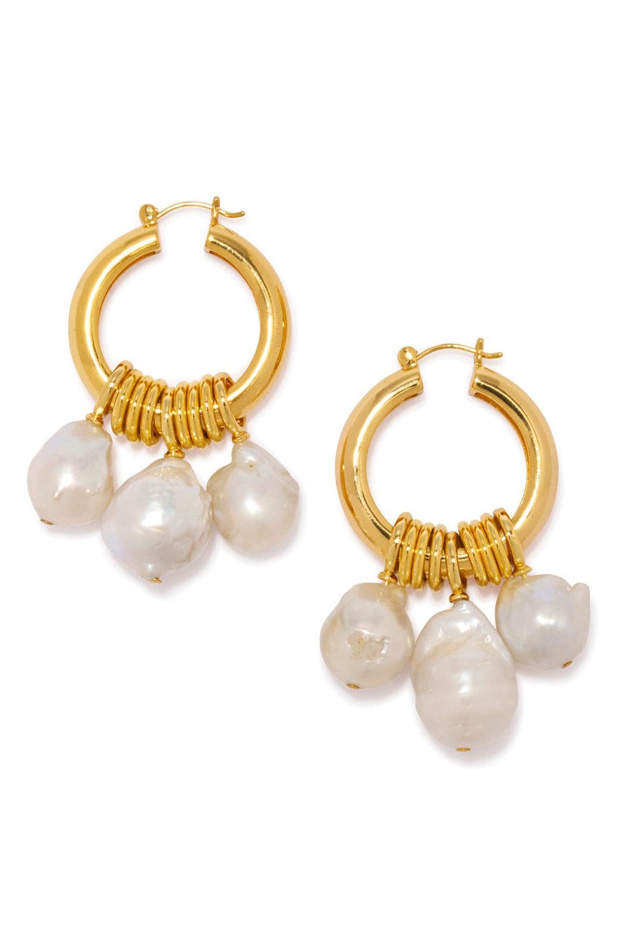 LIZZIE FORTUNATO-Pearl Fringe Earrings-GOLD