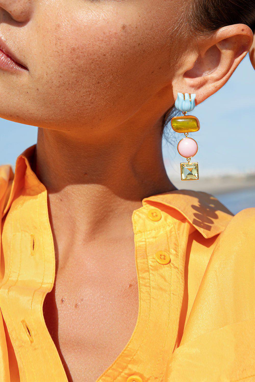 LIZZIE FORTUNATO-Tropical Tulip Earrings-MULTI
