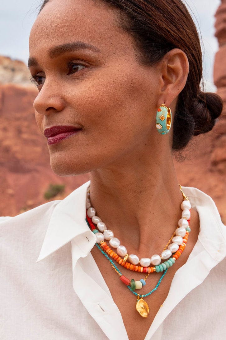 LIZZIE FORTUNATO-Turquoise La Bomba Hoops-MULTI