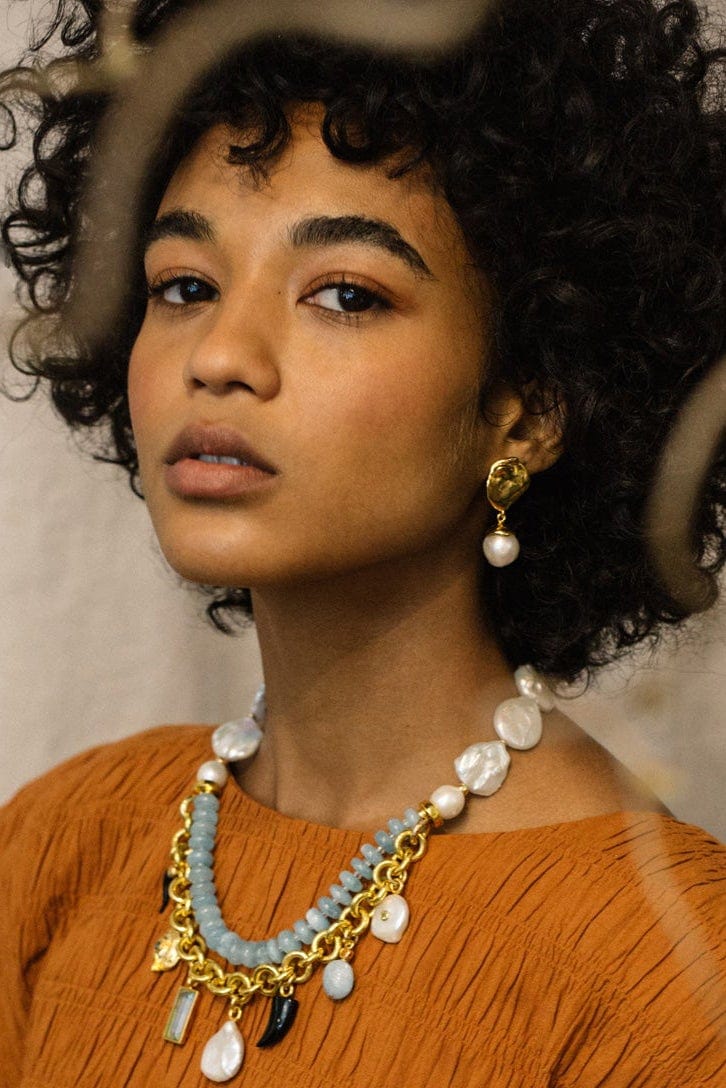 LIZZIE FORTUNATO-Golden Spirit Earrings-PEARL