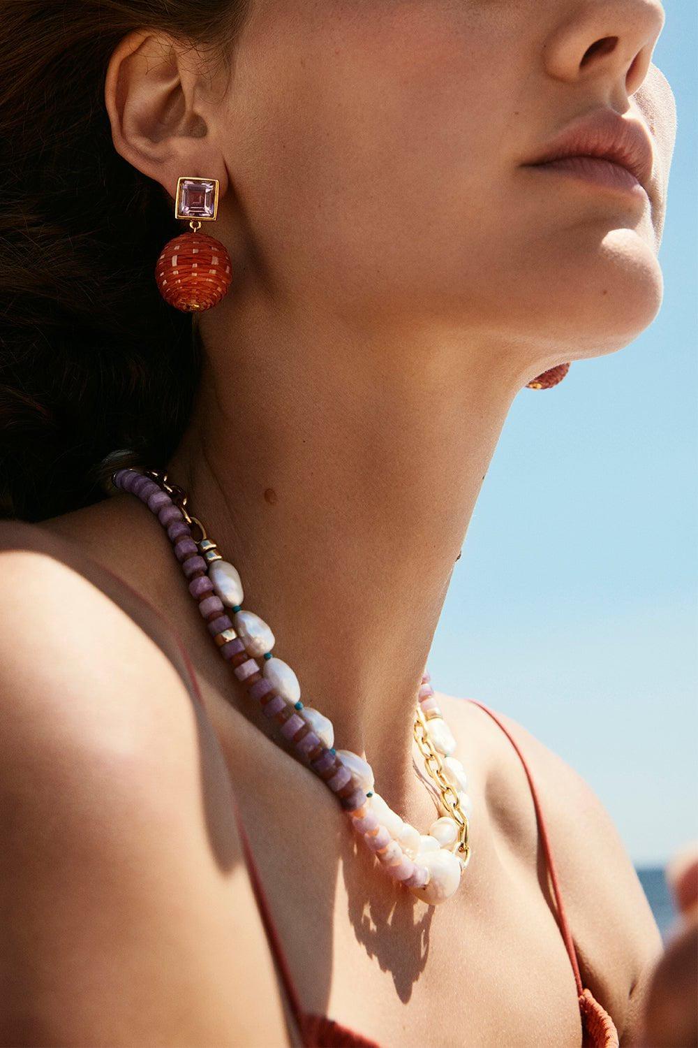 LIZZIE FORTUNATO-Paradiso Earrings-TERACOTA