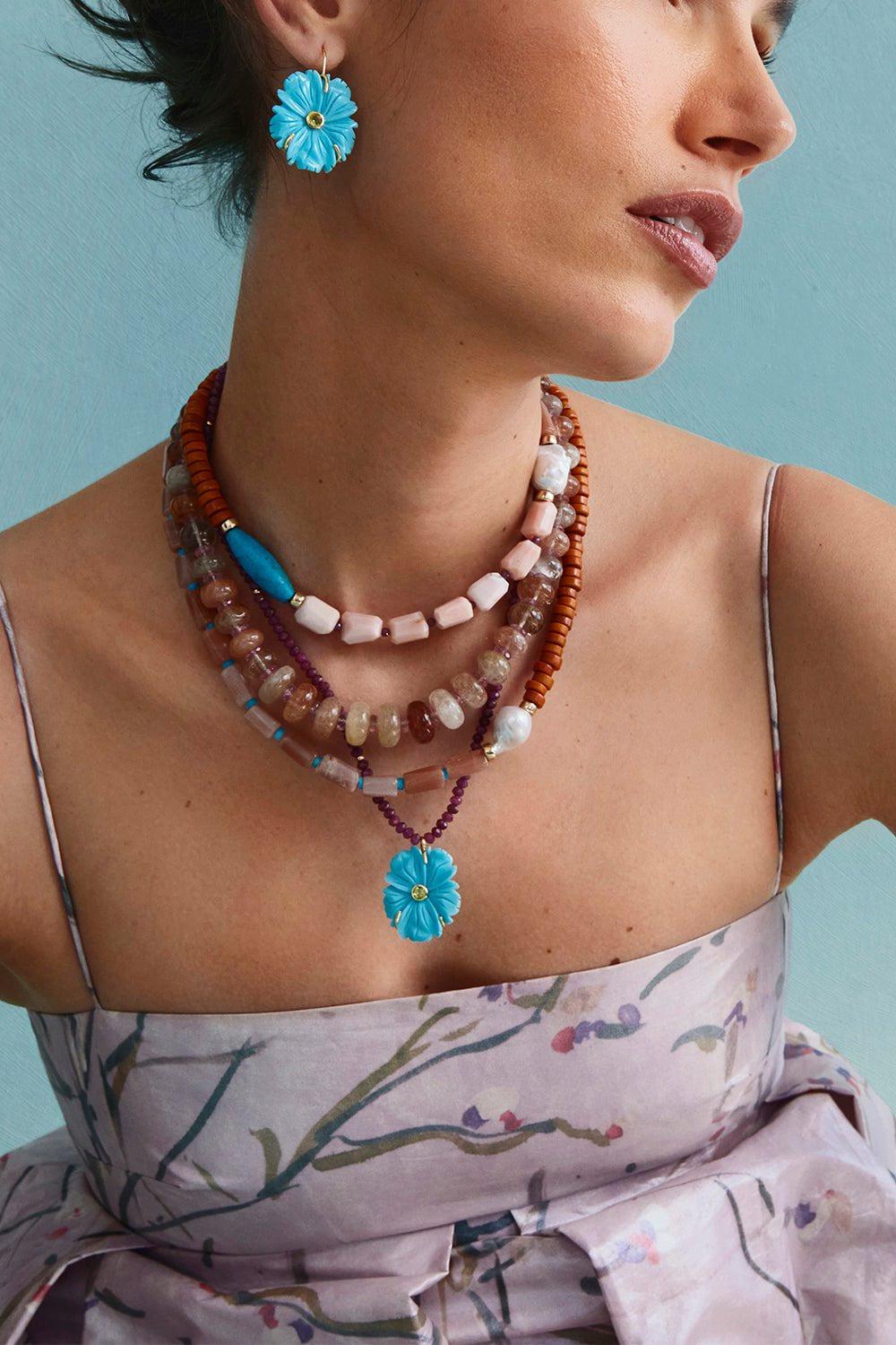 LIZZIE FORTUNATO-New Bloom Earrings-TURQUOIS