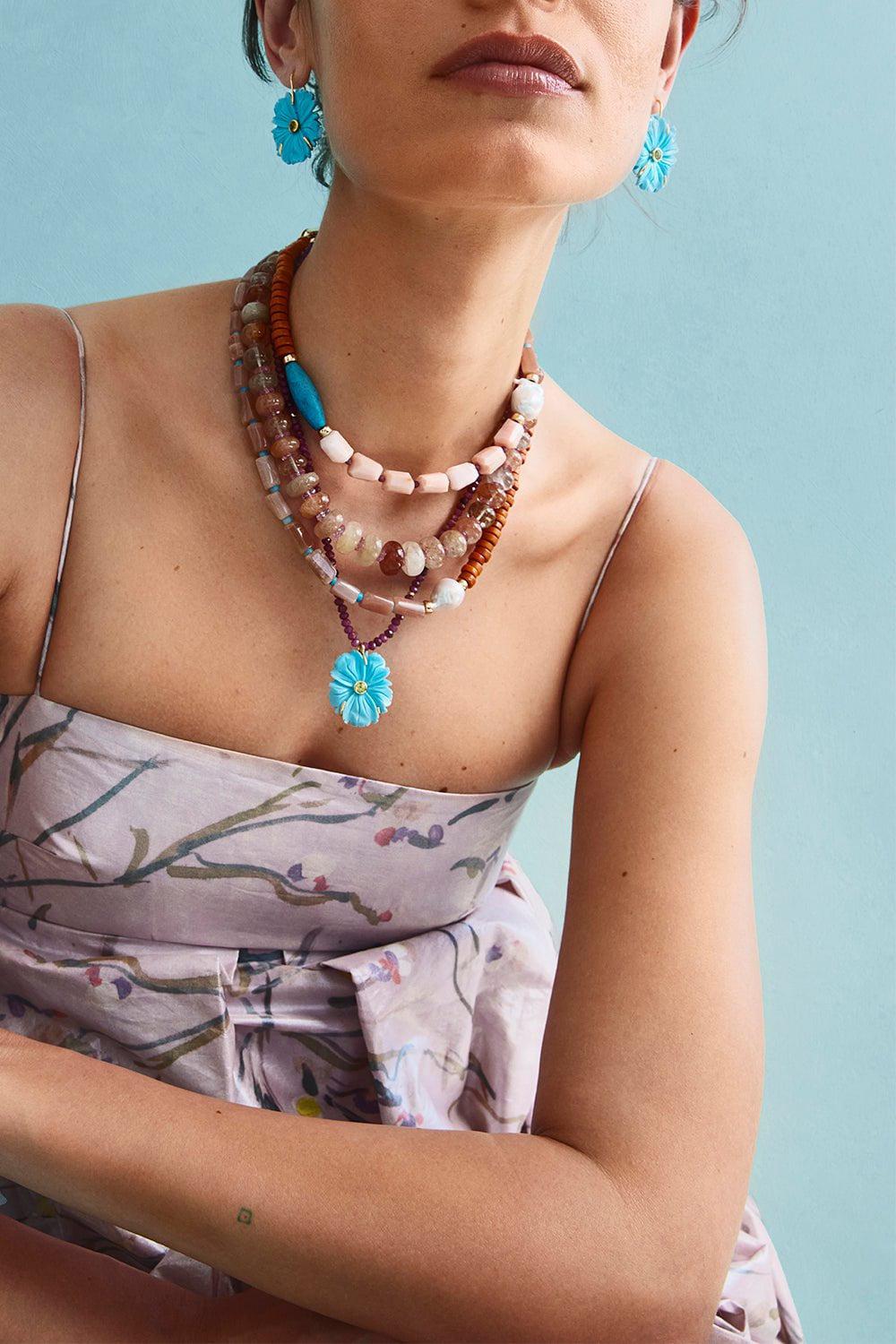 LIZZIE FORTUNATO-New Bloom Earrings-TURQUOIS