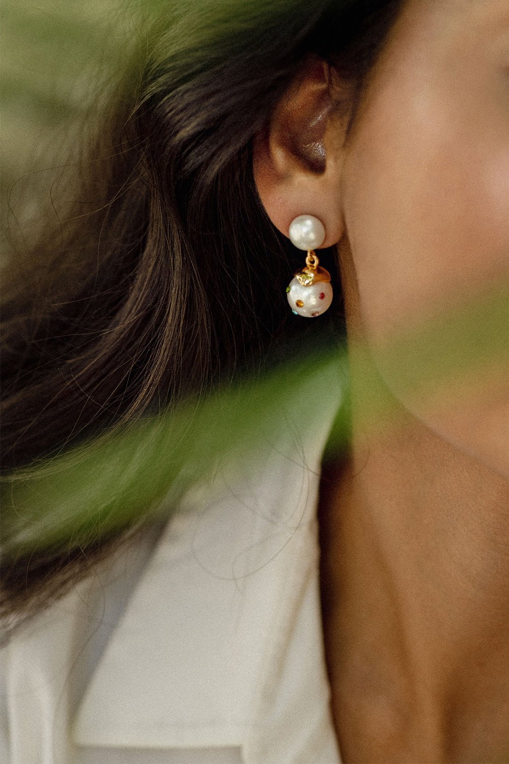 LIZZIE FORTUNATO-Confetti Drop Earrings-WHITE