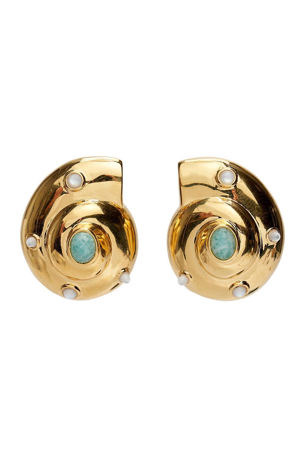 Nautilus Stud Earrings-YELLOW-JEWELRYBOUTIQUEEARRING-LIZZIE FORTUNATO