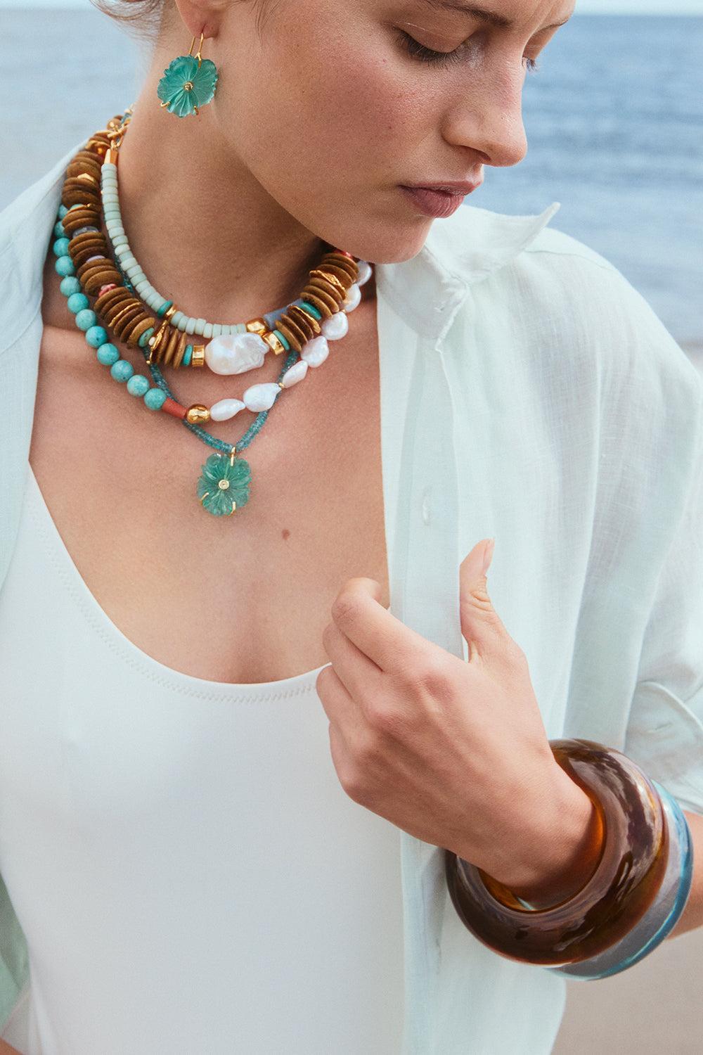 Capri New Bloom Necklace-AQUA-JEWELRYBOUTIQUENECKLACE O-LIZZIE FORTUNATO