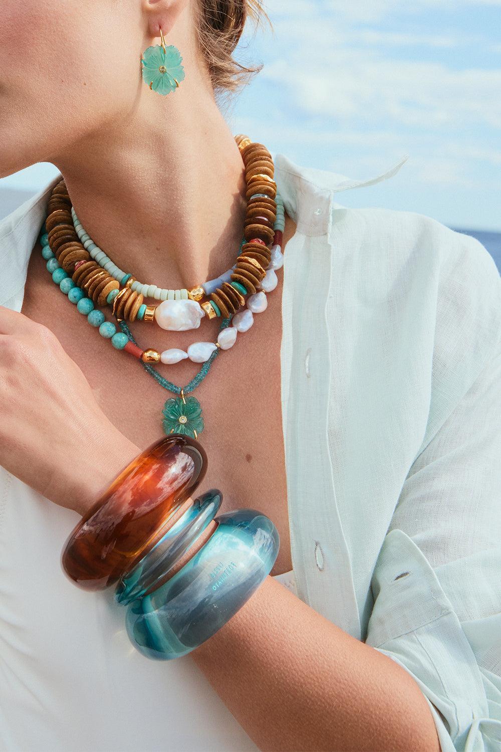 Capri New Bloom Necklace-AQUA-JEWELRYBOUTIQUENECKLACE O-LIZZIE FORTUNATO
