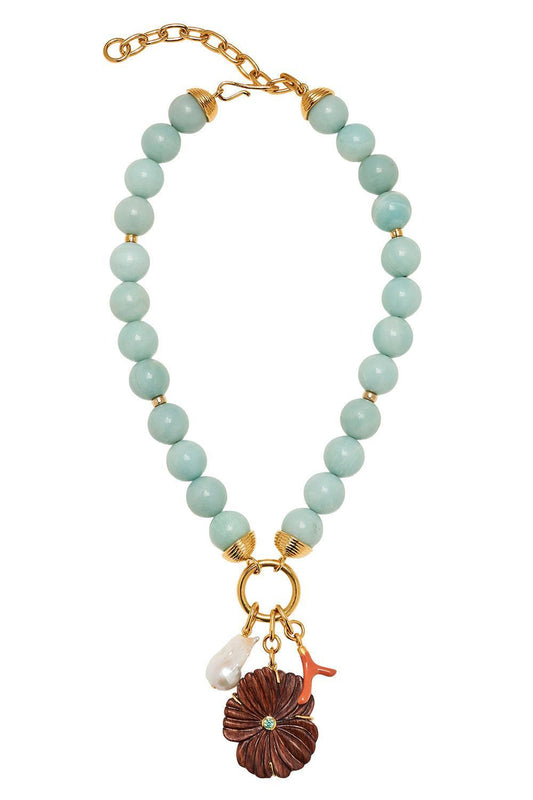 Amazonite Desert Bloom Necklace-BLUE-JEWELRYBOUTIQUENECKLACE O-LIZZIE FORTUNATO