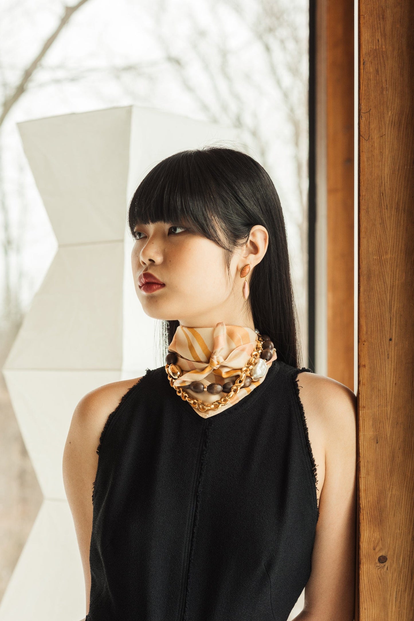 LIZZIE FORTUNATO-Prairie Necklace In Wood-BROWN