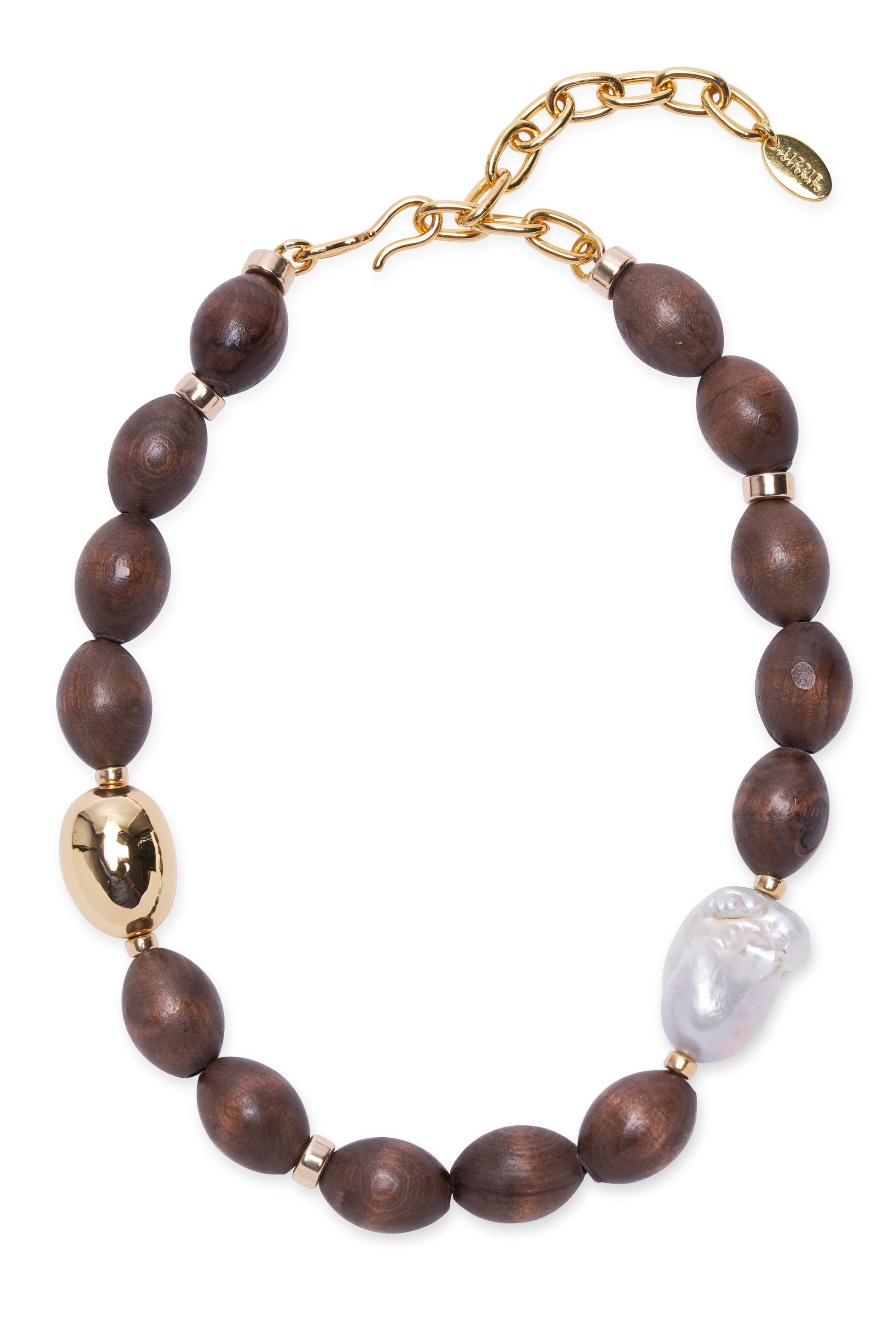 LIZZIE FORTUNATO-Prairie Necklace In Wood-BROWN