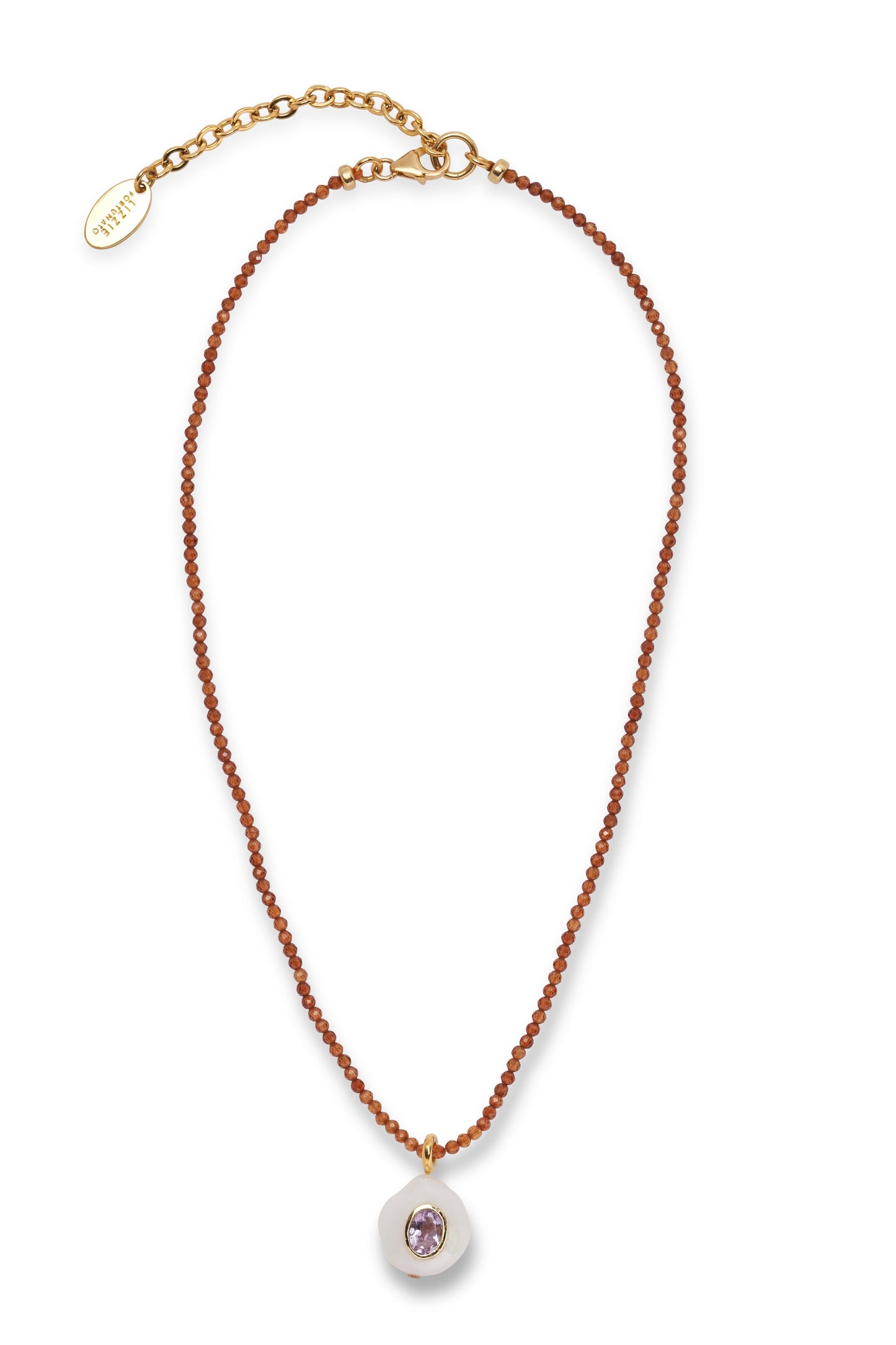 LIZZIE FORTUNATO-Pearl Castillo Necklace-GARNET