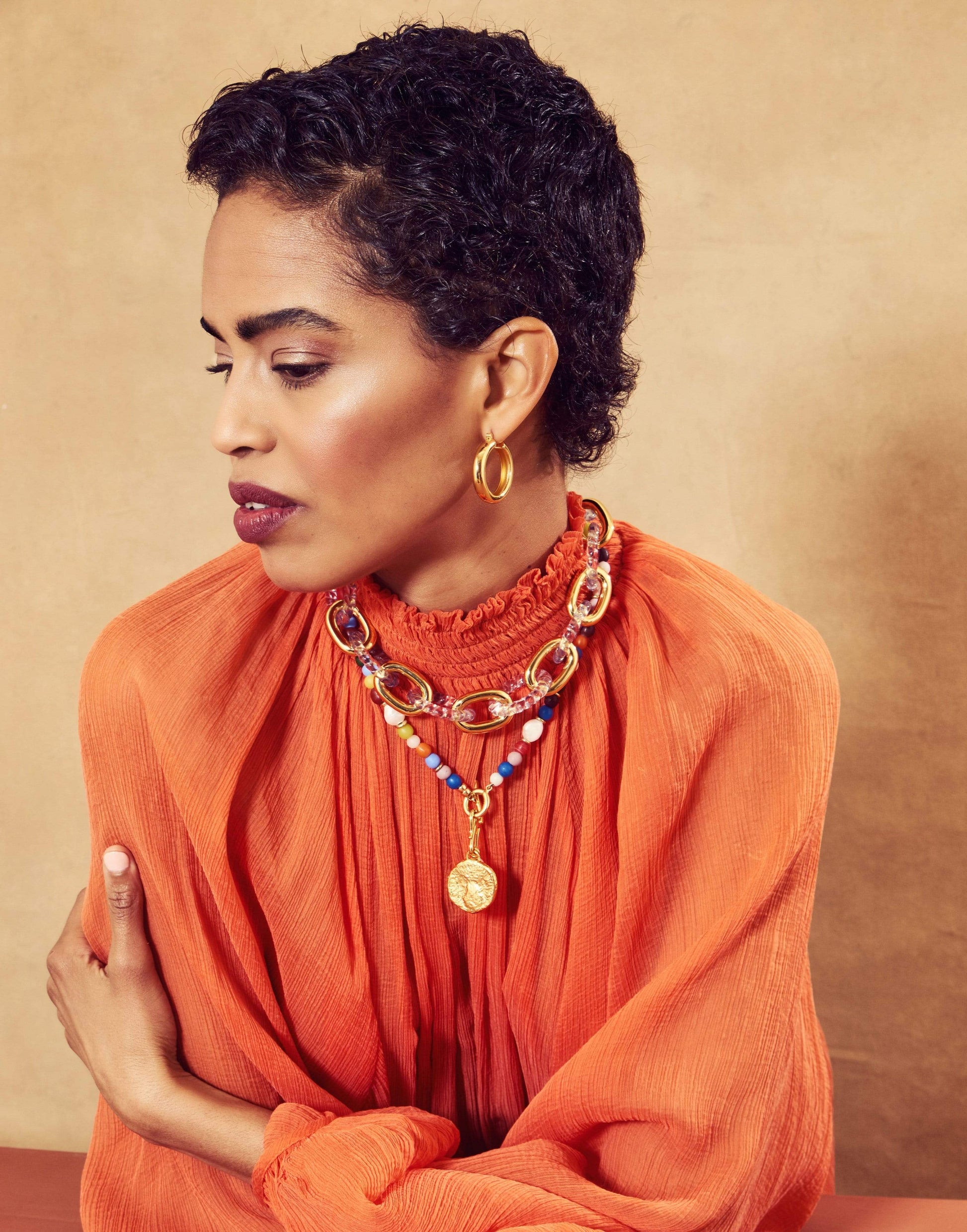 LIZZIE FORTUNATO-Confetti Coin Necklace-MULTI