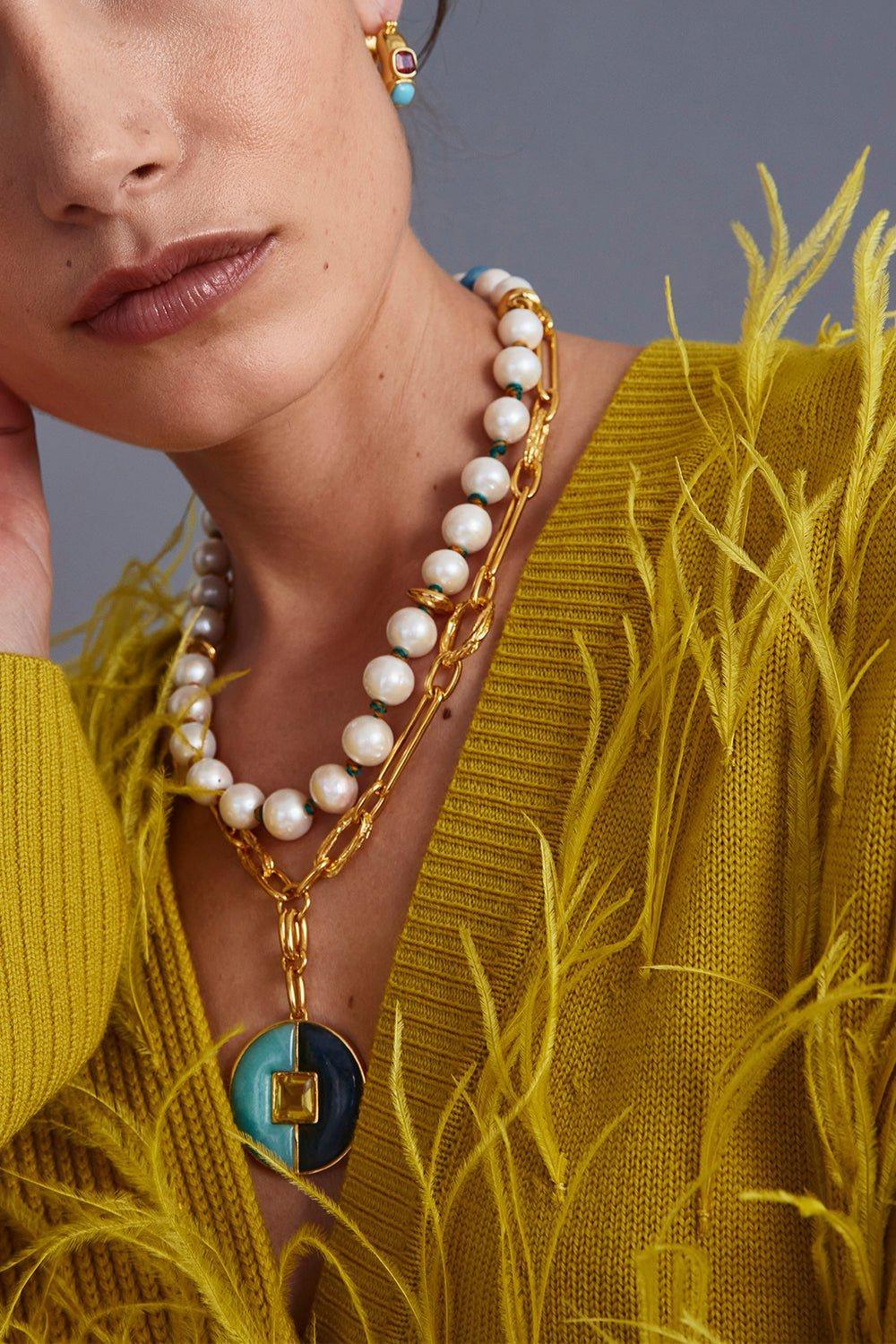 LIZZIE FORTUNATO-Porto Medallion Necklace-MULTI