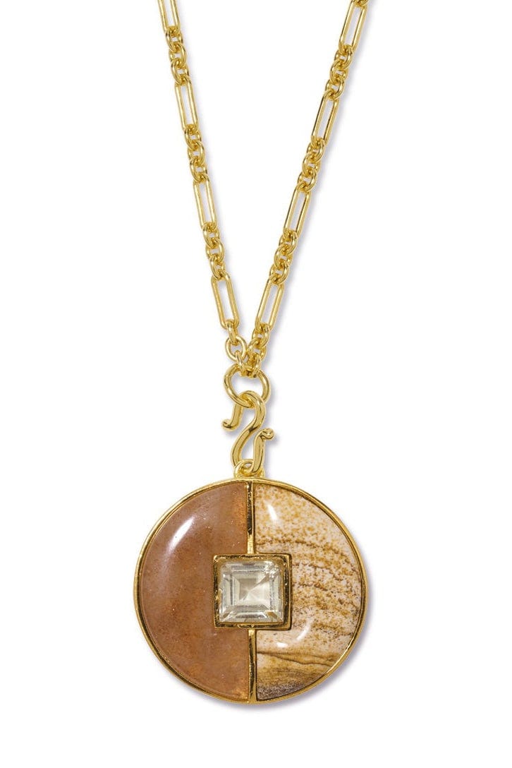 LIZZIE FORTUNATO-Strawberry Jasper Porto Medallion Necklace-MULTI