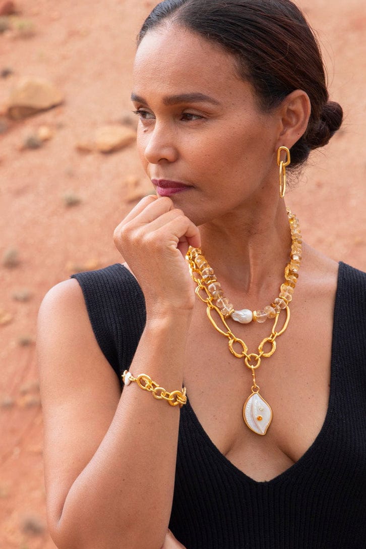 LIZZIE FORTUNATO-Pearl Cowrie Shell Necklace-PEARL