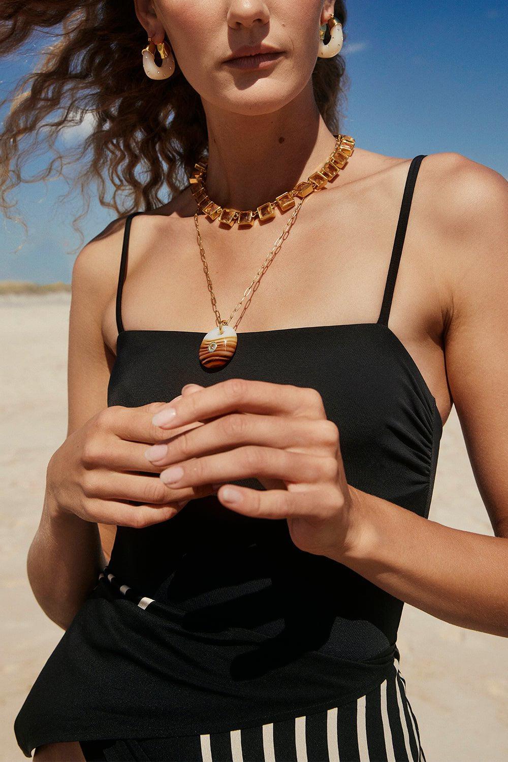 LIZZIE FORTUNATO-Tidal Pendant Necklace-SAND