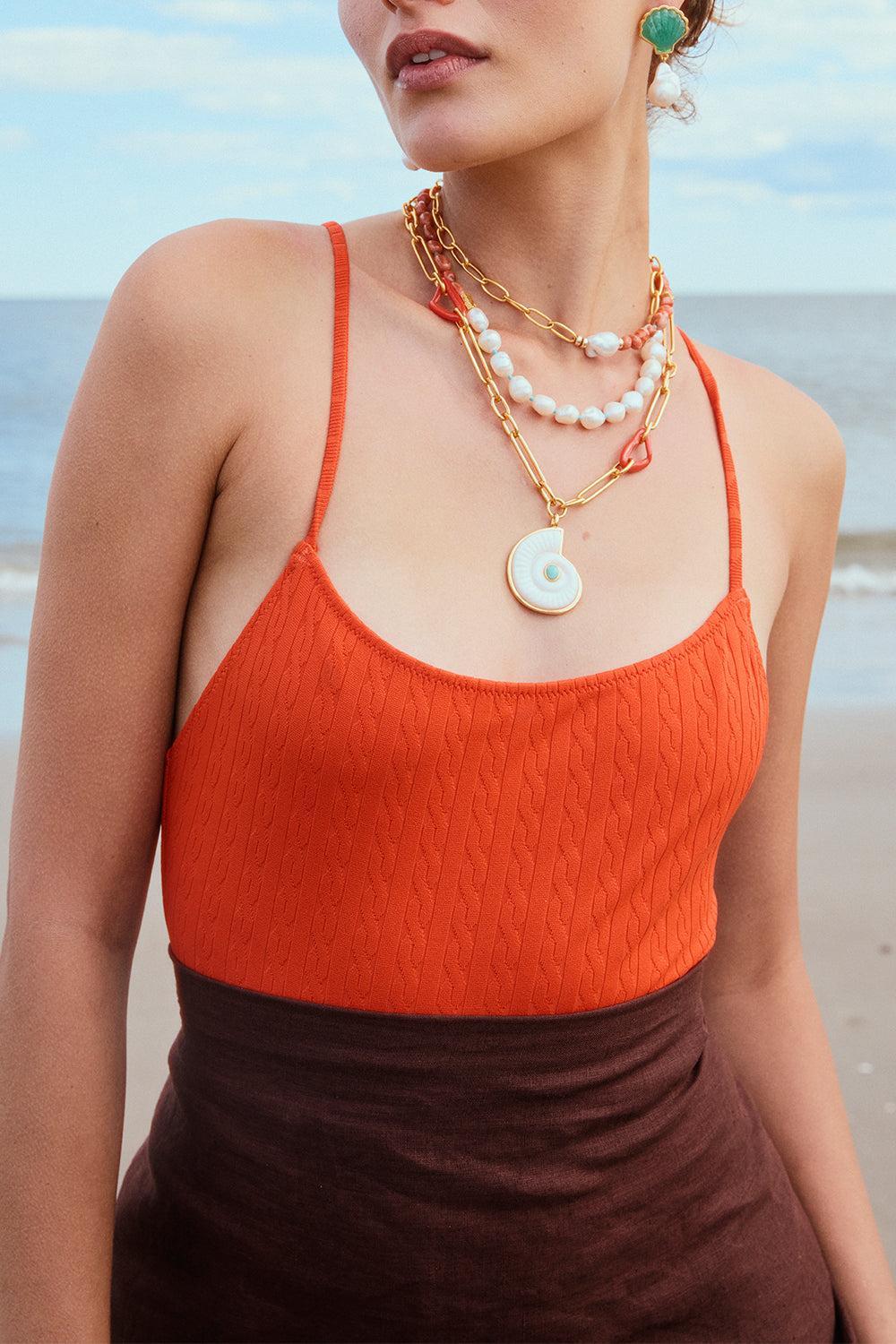 Sirene Shell Necklace-WHITE-JEWELRYBOUTIQUENECKLACE O-LIZZIE FORTUNATO