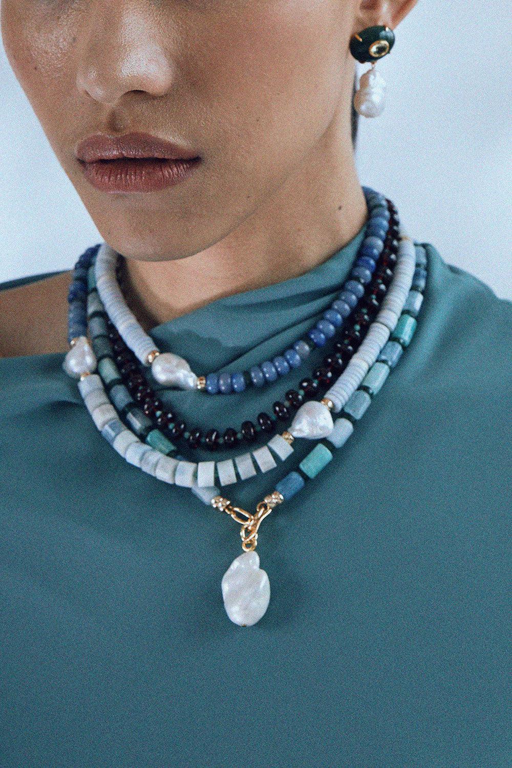 SEA ISLE NECKLACE-BLUE-19.5-JEWELRYFINE JEWELNECKLACE O-LIZZIE FORTUNATO