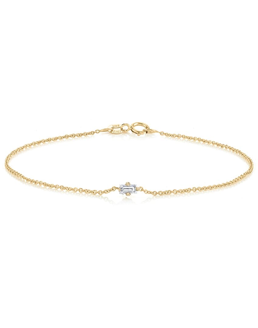 LIZZIE MANDLER-Floating Diamond Baguette Bracelet-YELLOW GOLD