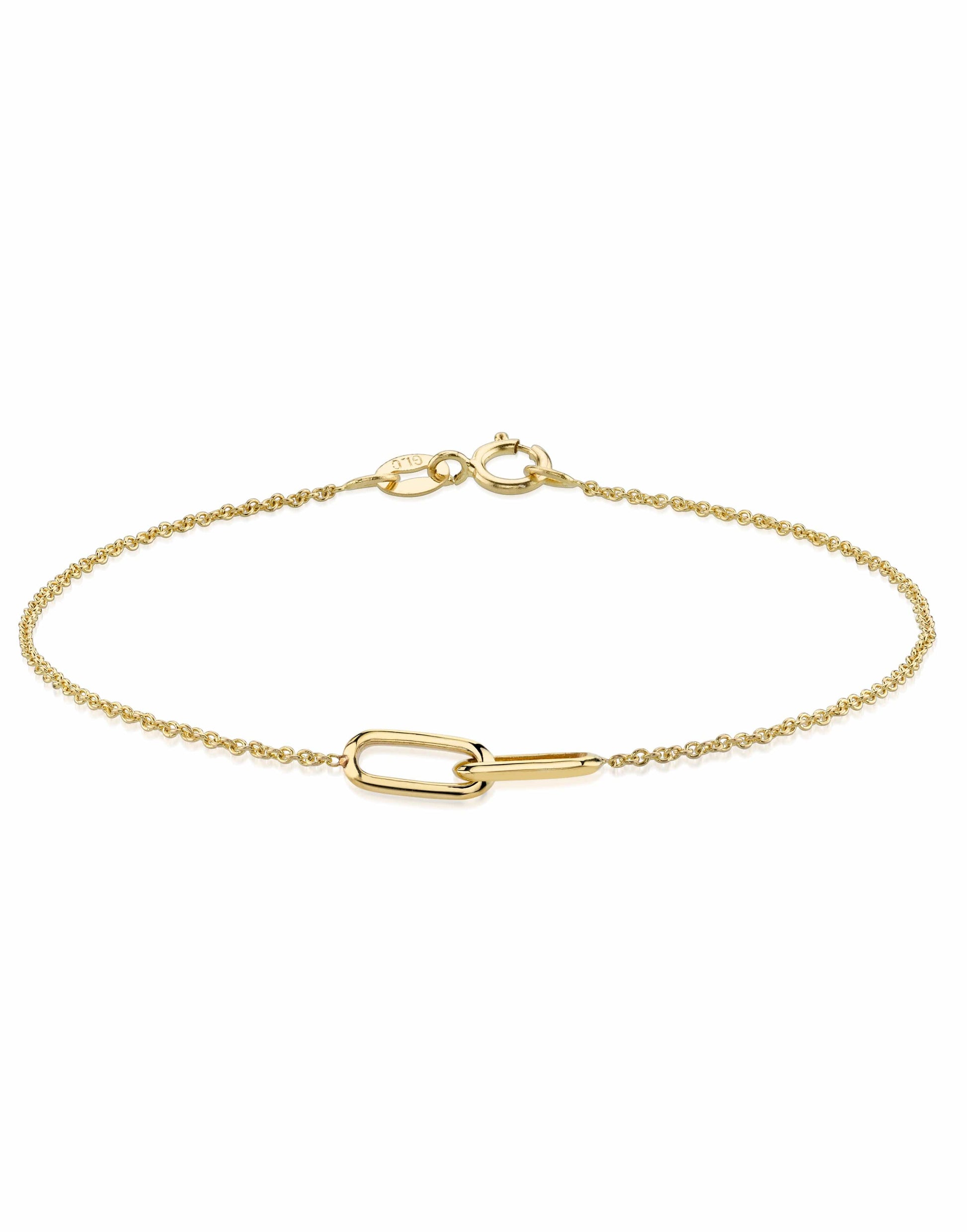 LIZZIE MANDLER-Knife Edge Linked Bracelet-YELLOW GOLD
