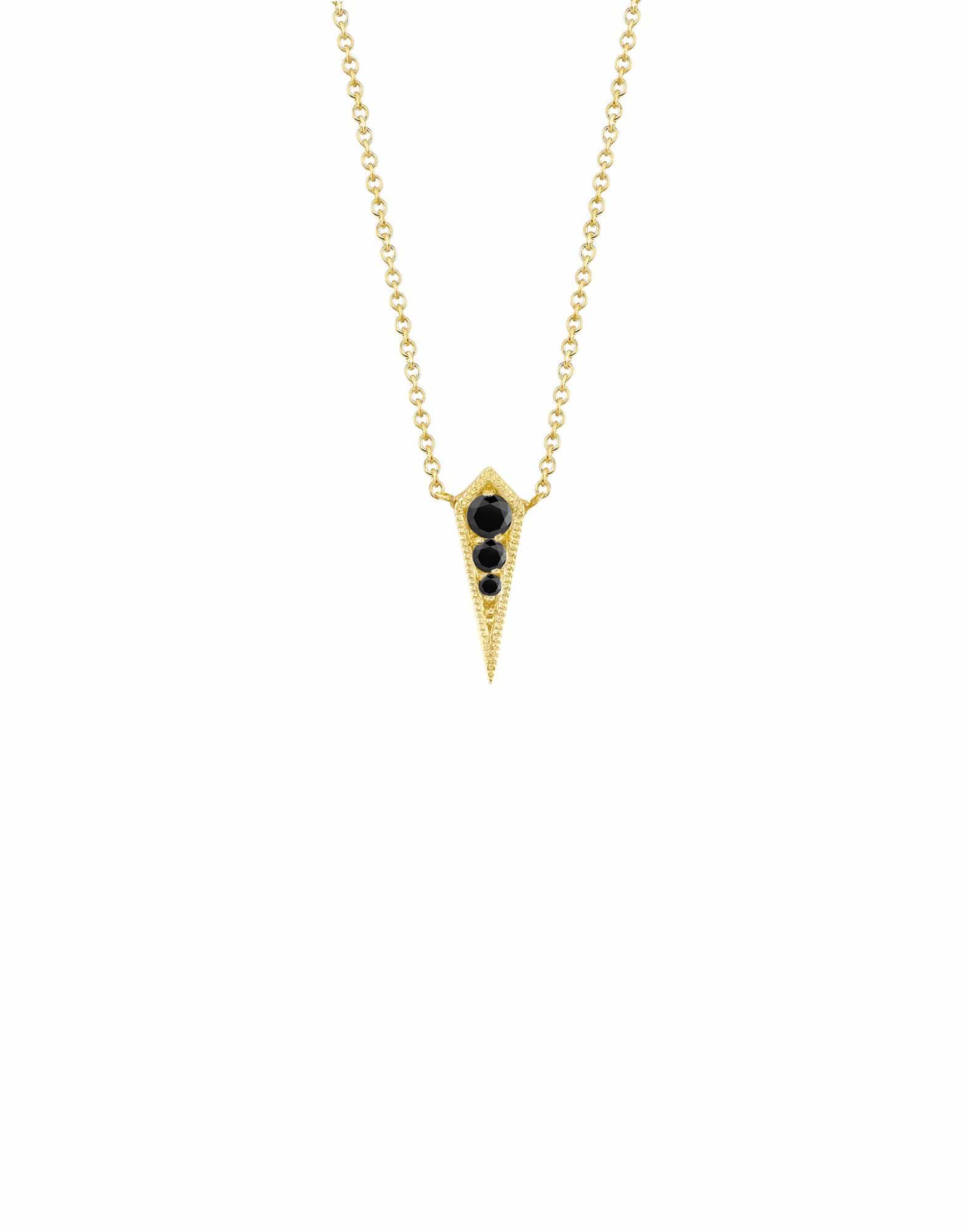 LIZZIE MANDLER-Black Diamond Single Kite Necklace-YELLOW GOLD