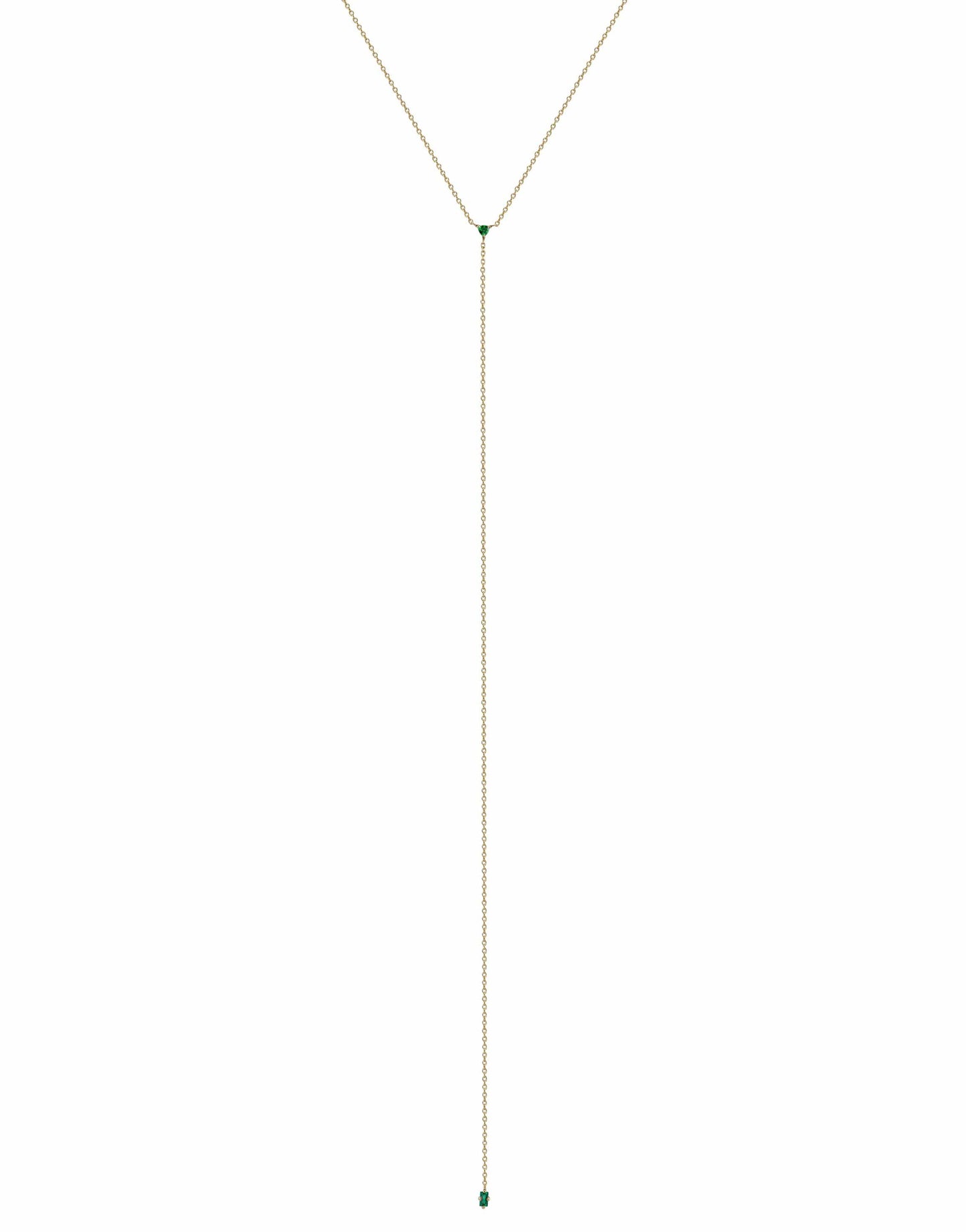 LIZZIE MANDLER-Floating Emerald Baguette Lariat-YELLOW GOLD
