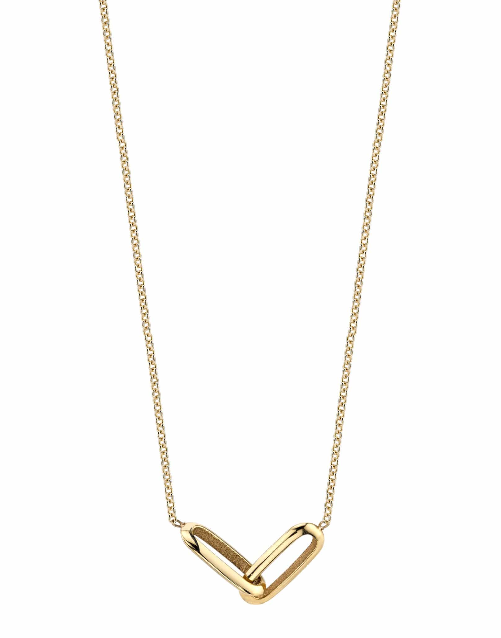 LIZZIE MANDLER-Knife Edge Linked Necklace-YELLOW GOLD