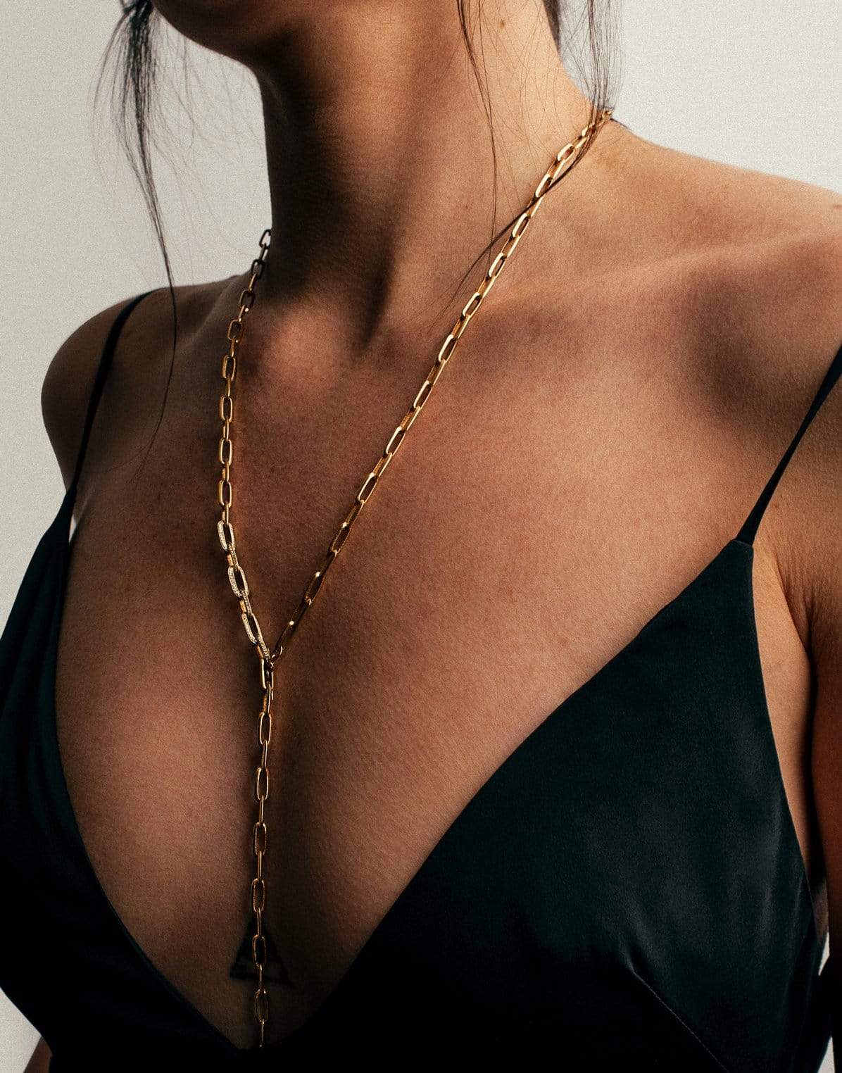 LIZZIE MANDLER-Knife Edge Oval Chain-YELLOW GOLD