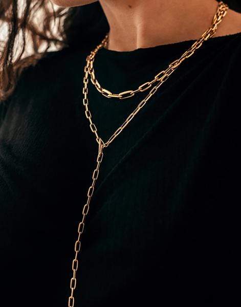 LIZZIE MANDLER-Knife Edge Oval Chain-YELLOW GOLD