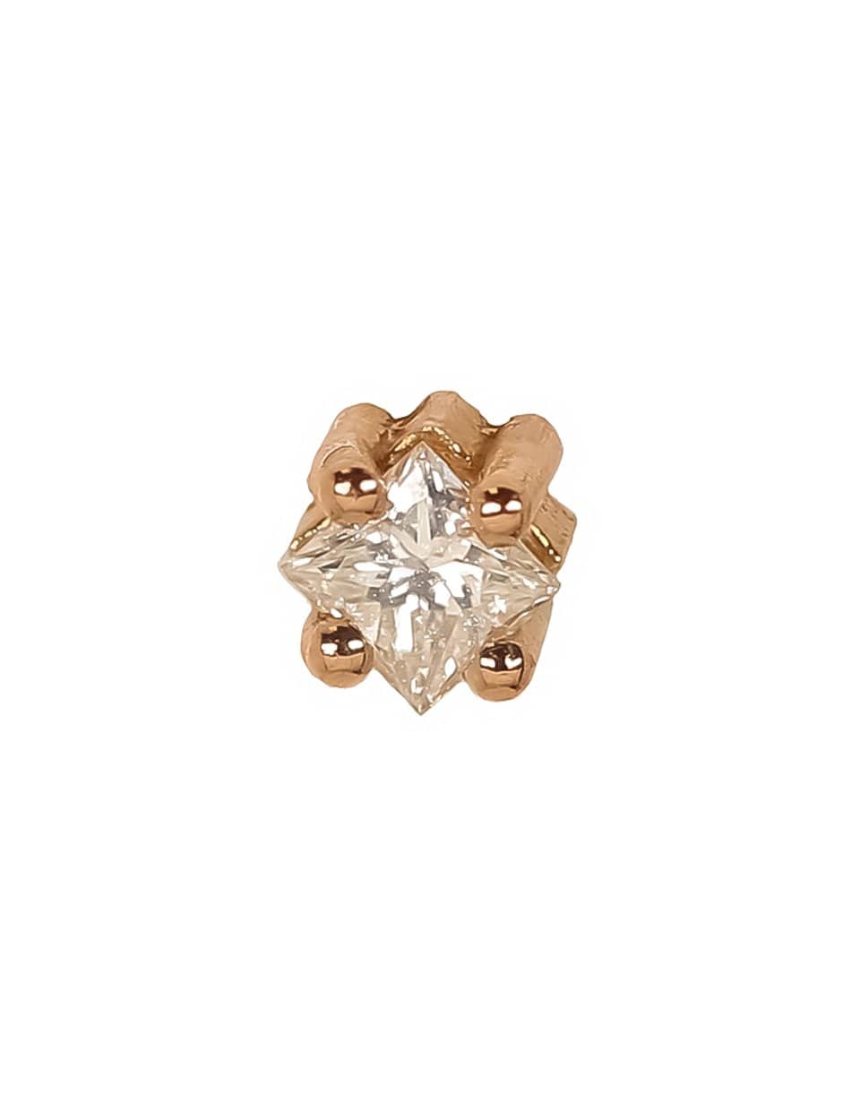 LIZZIE MANDLER-Princess Cut Diamond Stud Earring-ROSE GOLD