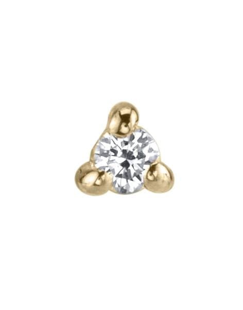 LIZZIE MANDLER-Mini White Diamond Piercing Stud-YELLOW GOLD