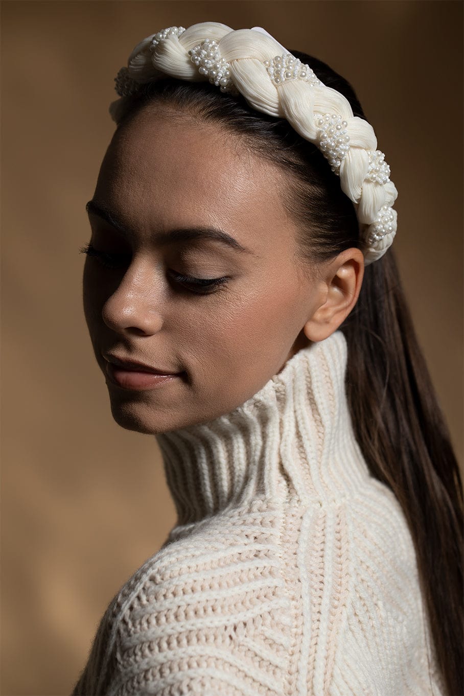 LOEFFLER RANDALL-Leon Braided Headband-PEARL