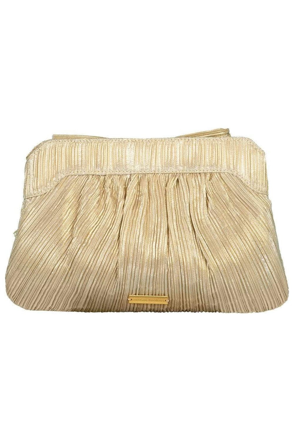 LOEFFLER RANDALL-Pleated Frame Clutch With Bow - Platinum-PLATINUM