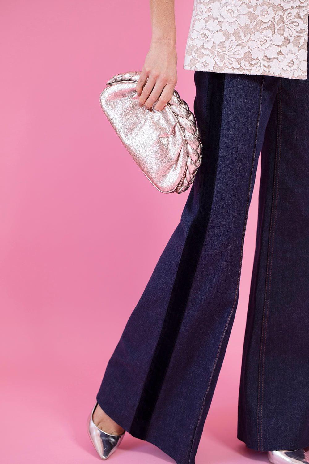 LOEFFLER RANDALL-Braided Arch Frame Pouch-PROSECCO