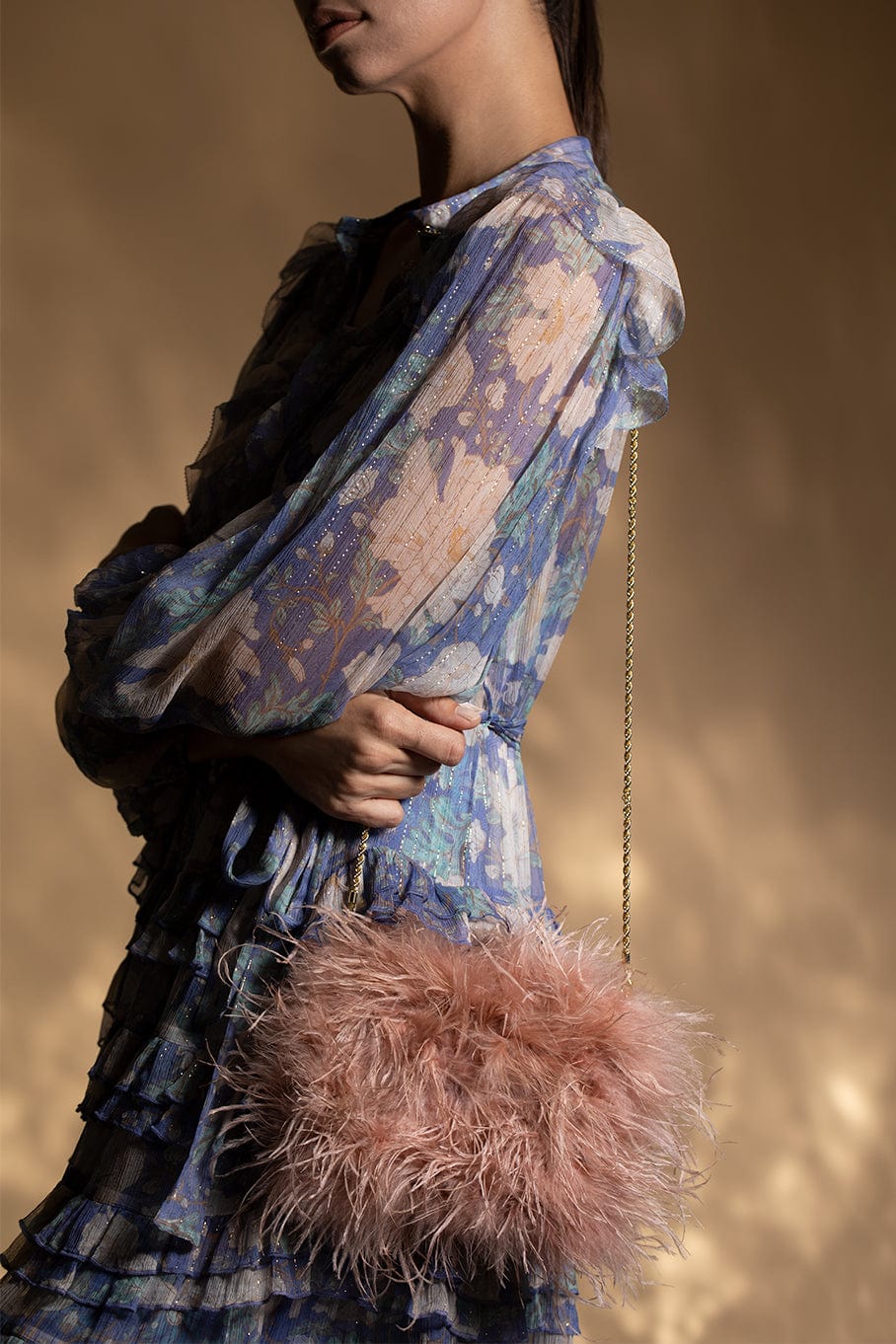 LOEFFLER RANDALL-Zahara Feather Pouch - Blush-BLUSH